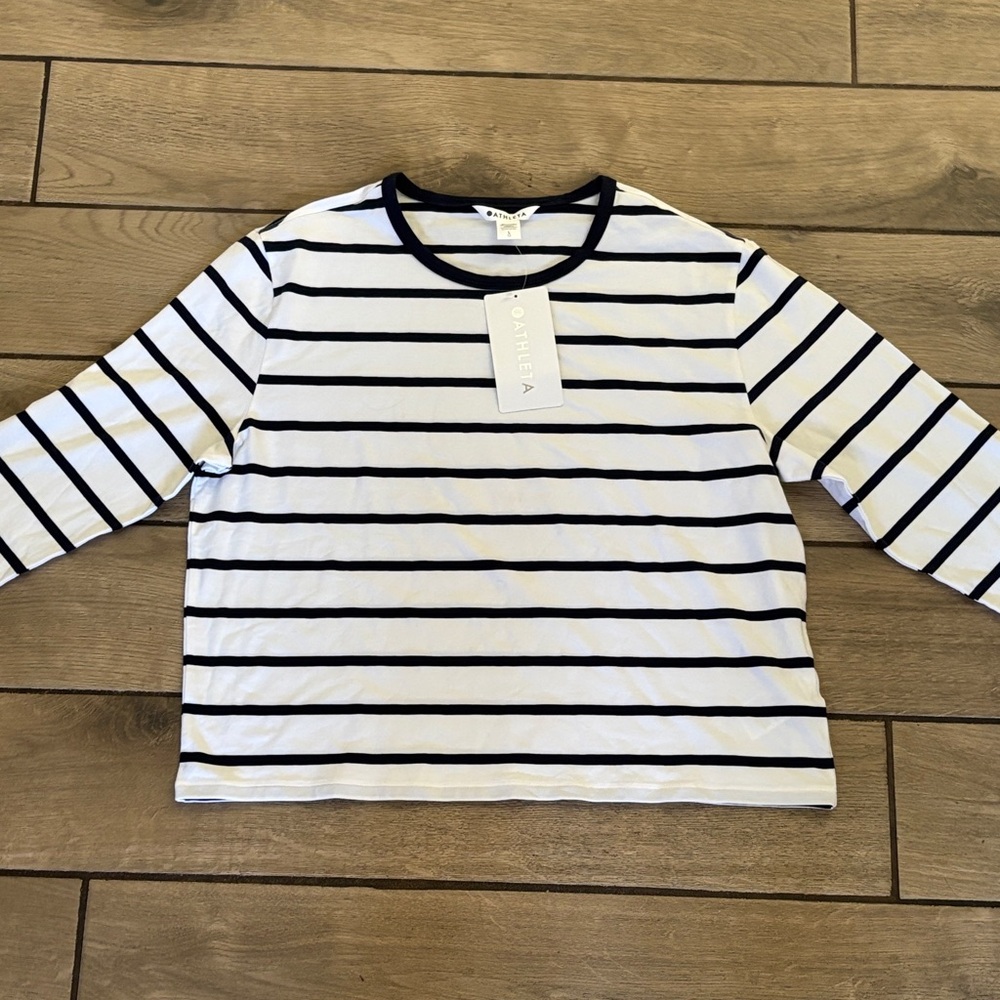 Athleta Long Sleeve Tee - Navy and White Stripes - Picture 6 of 11